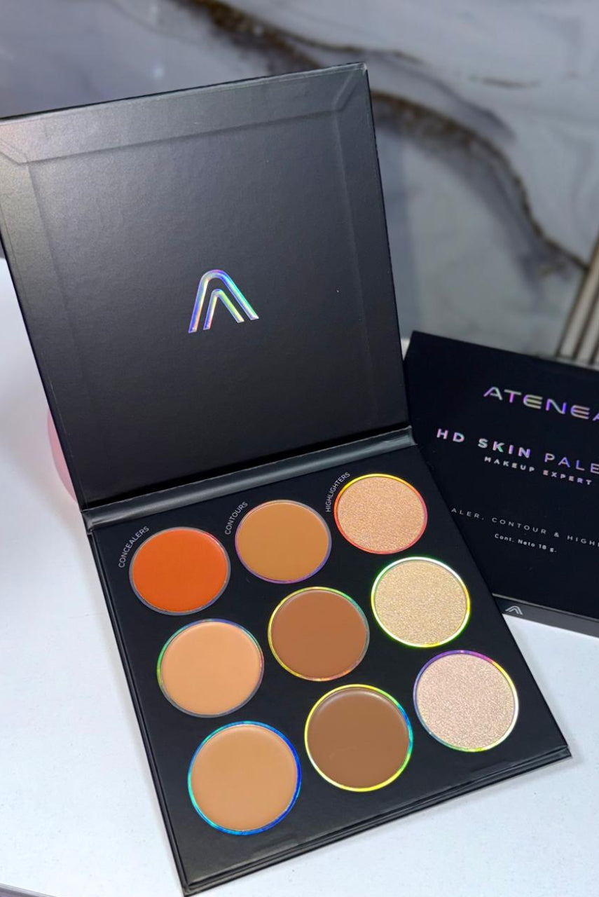 PALETA DE CONTORNOS, CORRECTORES E ILUMINADORES EN CREMA ATENEA